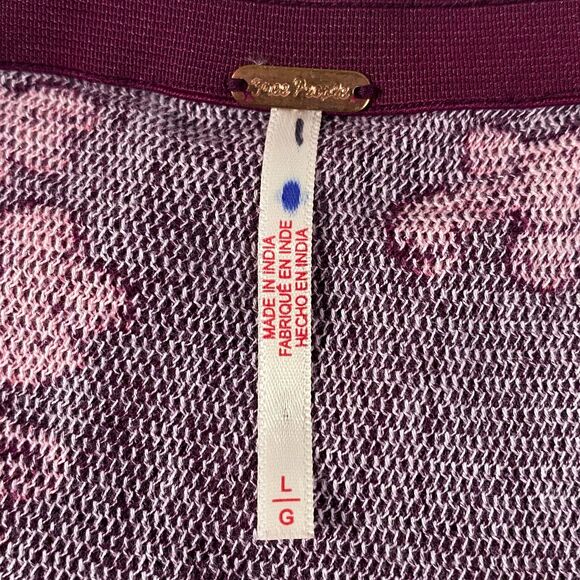 Free People Floral Layered Knit Skirt Large Multicolor Lettuce Hem Stretch Flaws - Picture 10 of 16